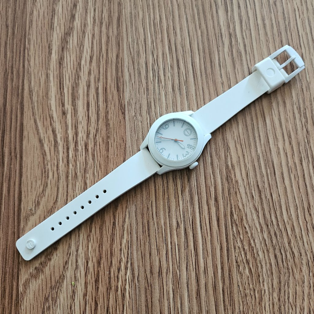 Esq Movado Women Wristwatch White Rubber Strap Quartz Analog Wrist Watch
